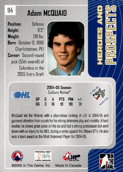 2005-06 In The Game Heroes and Prospects #114 Adam McQuaid Back