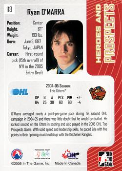 2005-06 In The Game Heroes and Prospects #118 Ryan O'Marra Back