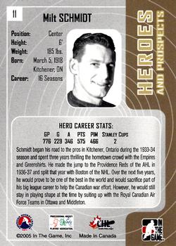 2005-06 In The Game Heroes and Prospects #11 Milt Schmidt Back