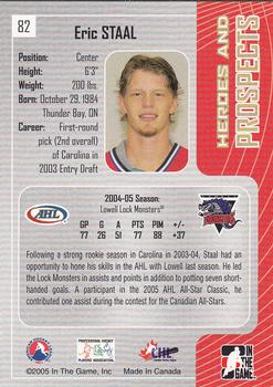 2005-06 In The Game Heroes and Prospects #82 Eric Staal Back