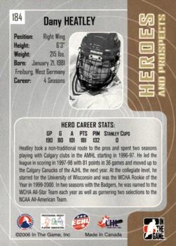 2005-06 In The Game Heroes and Prospects #184 Dany Heatley Back