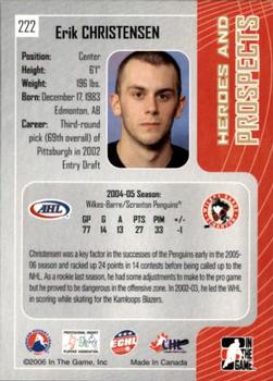 2005-06 In The Game Heroes and Prospects #222 Erik Christensen Back