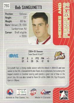 2005-06 In The Game Heroes and Prospects #286 Bobby Sanguinetti Back