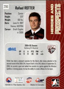 2005-06 In The Game Heroes and Prospects #296 Rafael Rotter Back