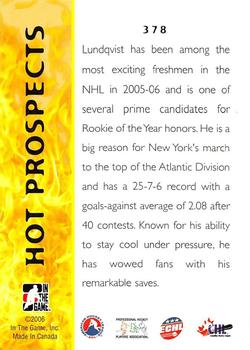 2005-06 In The Game Heroes and Prospects #378 Henrik Lundqvist Back