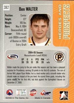 2005-06 In The Game Heroes and Prospects #382 Ben Walter Back