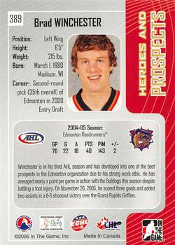2005-06 In The Game Heroes and Prospects #389 Brad Winchester Back