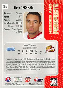 2005-06 In The Game Heroes and Prospects #408 Theo Peckham Back
