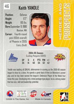 2005-06 In The Game Heroes and Prospects #416 Keith Yandle Back