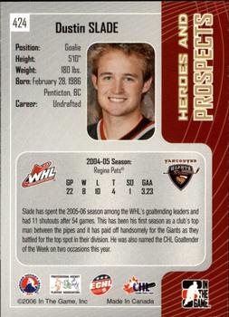 2005-06 In The Game Heroes and Prospects #424 Dustin Slade Back