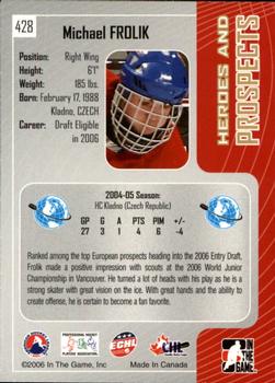 2005-06 In The Game Heroes and Prospects #428 Michael Frolik Back