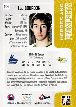 2005-06 In The Game Heroes and Prospects #139 Luc Bourdon Back