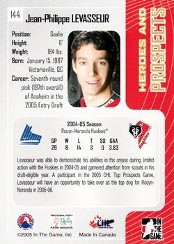 2005-06 In The Game Heroes and Prospects #144 Jean-Philippe Levasseur Back