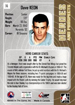 2005-06 In The Game Heroes and Prospects #14 Dave Keon Back