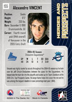 2005-06 In The Game Heroes and Prospects #155 Alexandre Vincent Back