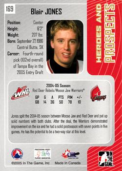 2005-06 In The Game Heroes and Prospects #169 Blair Jones Back