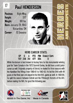 2005-06 In The Game Heroes and Prospects #17 Paul Henderson Back