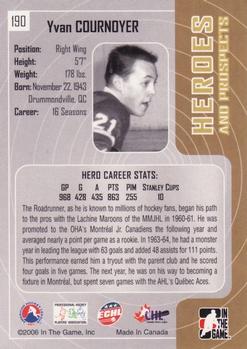 2005-06 In The Game Heroes and Prospects #190 Yvan Cournoyer Back
