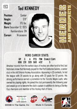 2005-06 In The Game Heroes and Prospects #193 Ted Kennedy Back