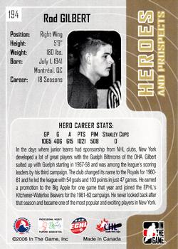 2005-06 In The Game Heroes and Prospects #194 Rod Gilbert Back