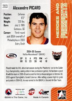 2005-06 In The Game Heroes and Prospects #203 Alexandre Picard Back