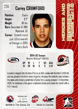 2005-06 In The Game Heroes and Prospects #236 Corey Crawford Back