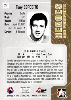 2005-06 In The Game Heroes and Prospects #23 Tony Esposito Back