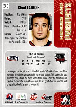 2005-06 In The Game Heroes and Prospects #243 Chad Larose Back