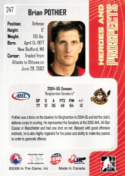 2005-06 In The Game Heroes and Prospects #247 Brian Pothier Back