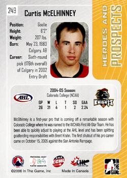 2005-06 In The Game Heroes and Prospects #249 Curtis McElhinney Back