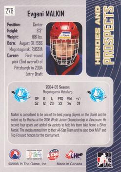 2005-06 In The Game Heroes and Prospects #278 Evgeni Malkin Back