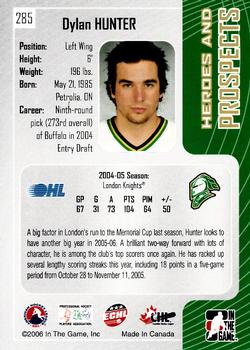 2005-06 In The Game Heroes and Prospects #285 Dylan Hunter Back