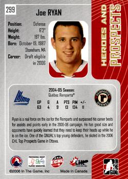 2005-06 In The Game Heroes and Prospects #299 Joe Ryan Back
