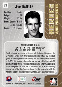2005-06 In The Game Heroes and Prospects #29 Jean Ratelle Back