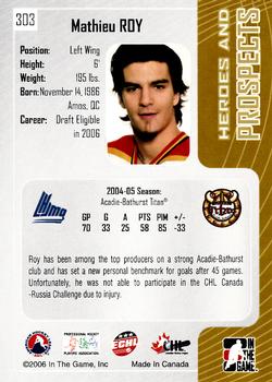 2005-06 In The Game Heroes and Prospects #303 Mathieu Roy Back