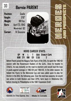 2005-06 In The Game Heroes and Prospects #30 Bernie Parent Back