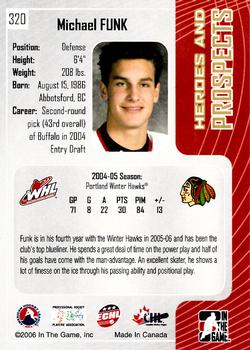 2005-06 In The Game Heroes and Prospects #320 Michael Funk Back