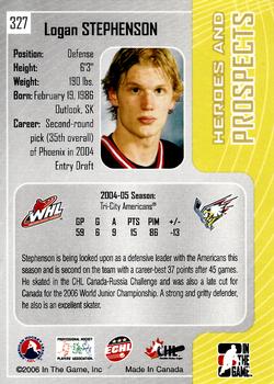 2005-06 In The Game Heroes and Prospects #327 Logan Stephenson Back