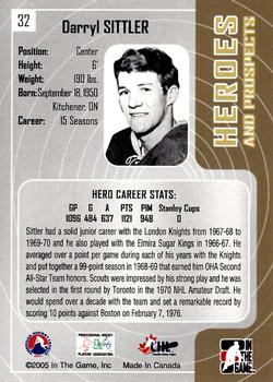 2005-06 In The Game Heroes and Prospects #32 Darryl Sittler Back