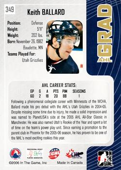 2005-06 In The Game Heroes and Prospects #349 Keith Ballard Back