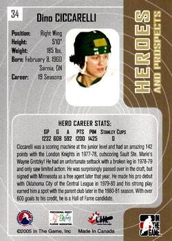 2005-06 In The Game Heroes and Prospects #34 Dino Ciccarelli Back