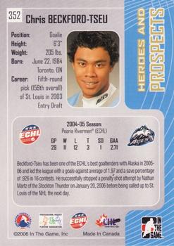 2005-06 In The Game Heroes and Prospects #352 Chris Beckford-Tseu Back