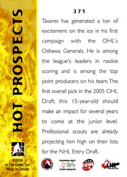 2005-06 In The Game Heroes and Prospects #371 John Tavares Back