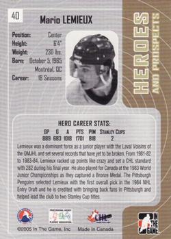 2005-06 In The Game Heroes and Prospects #40 Mario Lemieux Back
