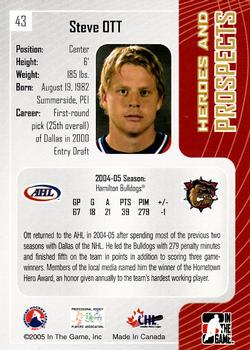 2005-06 In The Game Heroes and Prospects #43 Steve Ott Back