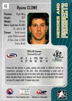 2005-06 In The Game Heroes and Prospects #45 Ryane Clowe Back
