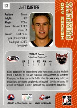 2005-06 In The Game Heroes and Prospects #63 Jeff Carter Back