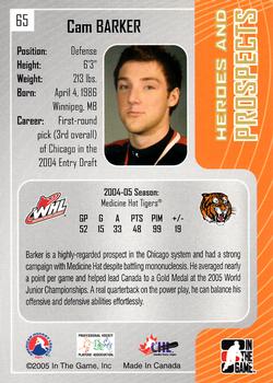 2005-06 In The Game Heroes and Prospects #65 Cam Barker Back