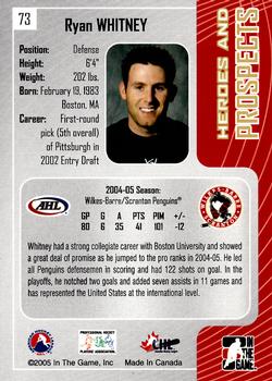 2005-06 In The Game Heroes and Prospects #73 Ryan Whitney Back