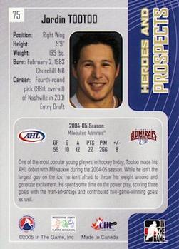 2005-06 In The Game Heroes and Prospects #75 Jordin Tootoo Back